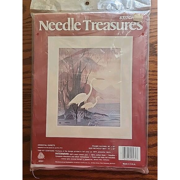 Needle Treasures Oriental Egrets Crewl Yarn Craft Kit Sealed - Picture 1 of 2